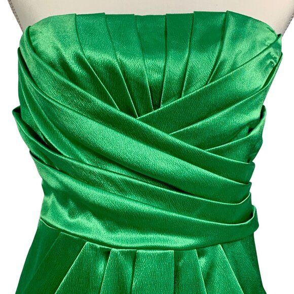 Love Reign Strapless Pleated Tie-Back Mini Cocktail Dress 9 Green Charmeuse - Picture 2 of 9